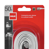 RCA Rounded Phone Line Cord, 50 Ft., White