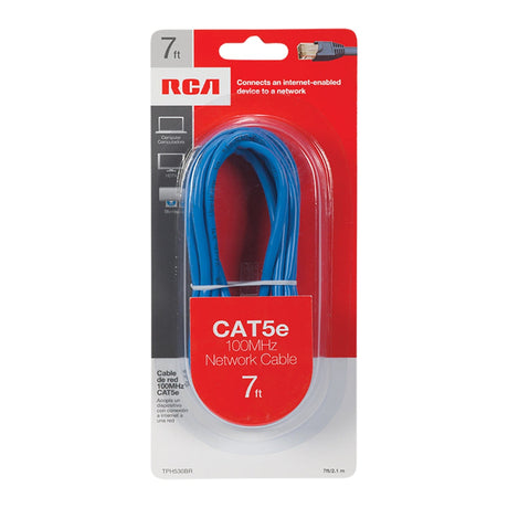 RCA CAT-5E 100-MHz Network Cable, Blue, 7 Ft.
