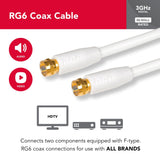 RCA RG6 Coaxial Cable with F-Connectors, 6 Ft., White