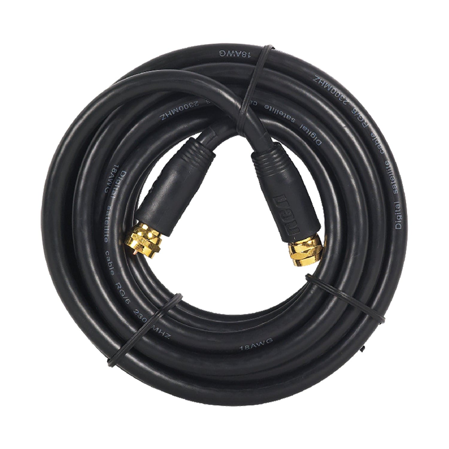 RCA RG6 Coaxial Cable with F-Connectors, 12 Ft., Black