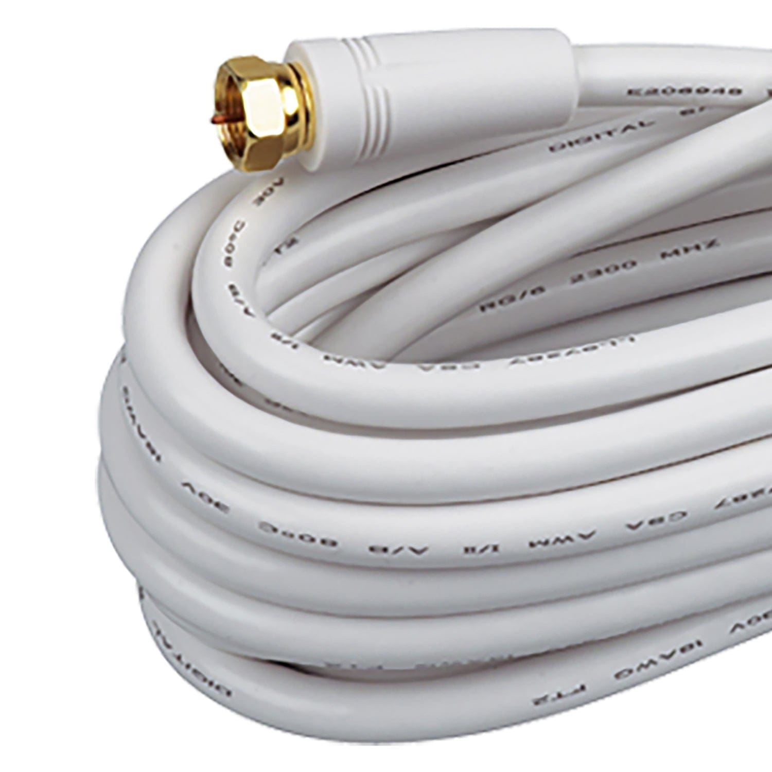 RCA RG6 Coaxial Cable with F-Connectors, 12 Ft., White