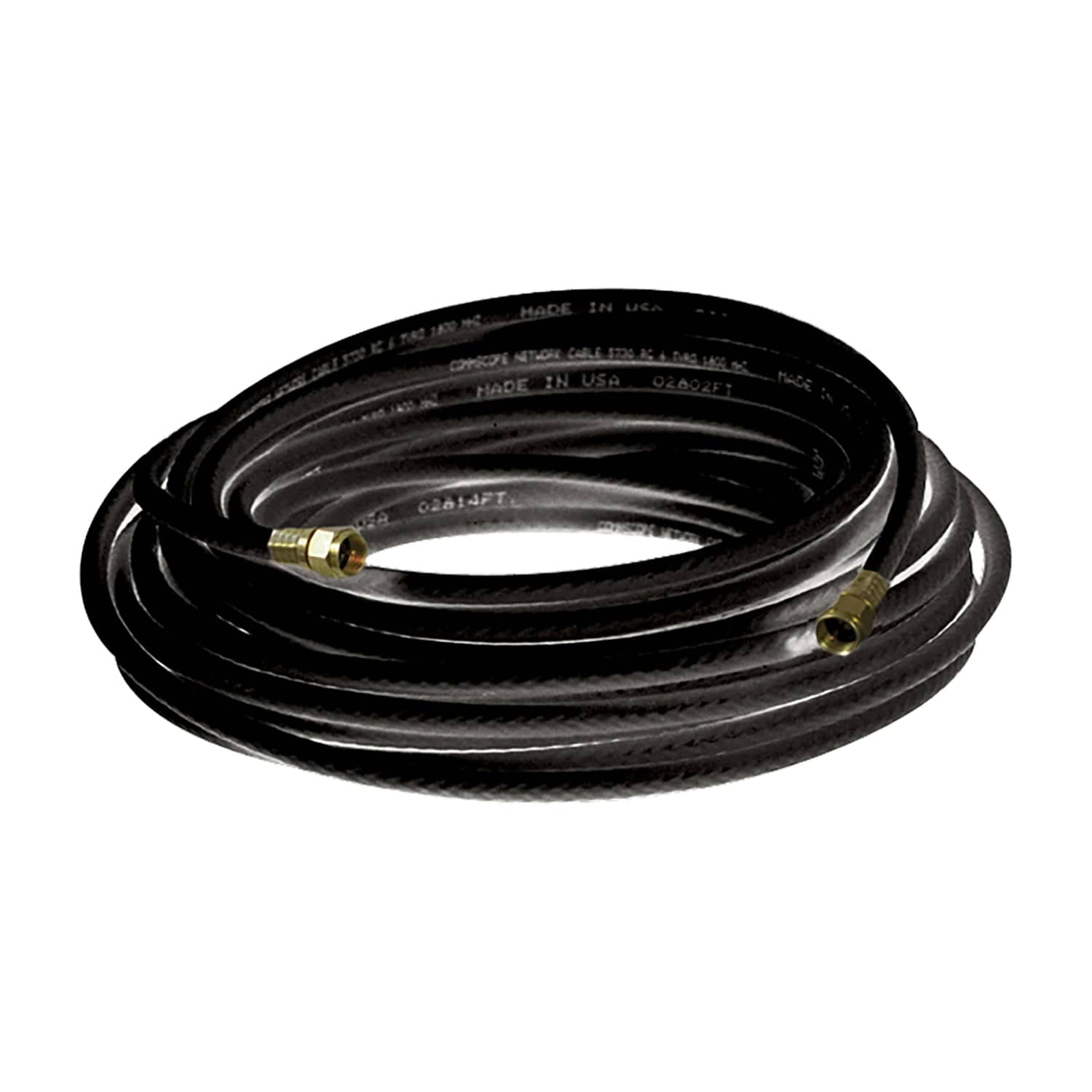 RCA RG6 Coaxial Cable with F-Connectors, 25 Ft., Black
