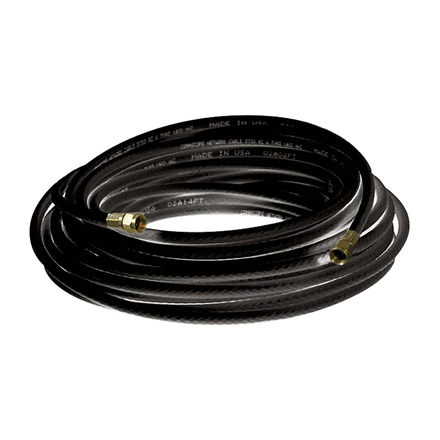RCA RG6 Coaxial Cable with F-Connectors, 50 Ft., Black