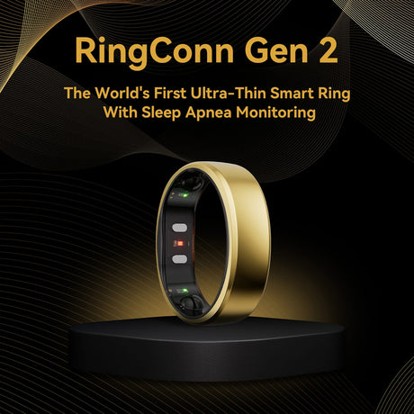 RingConn Gen 2 Ultra-Thin Smart Ring with Sleep Apnea Monitoring and Health Tracking, Size 7, Royal Gold