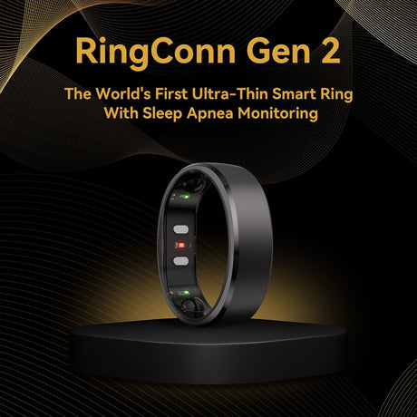 RingConn Gen 2 Ultra-Thin Smart Ring with Sleep Apnea Monitoring and Health Tracking, Size 10, Matte Black