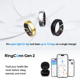 RingConn Gen 2 Ultra-Thin Smart Ring with Sleep Apnea Monitoring and Health Tracking, Size 10, Matte Black