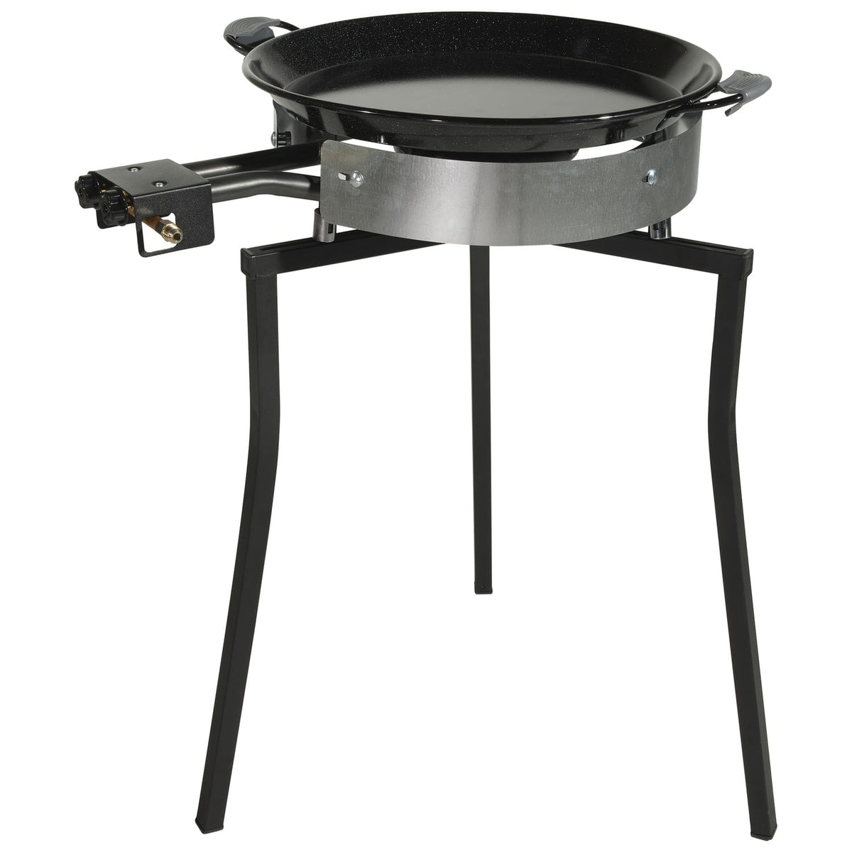 Ringg Outdoor Black Series Outdoor Cooking Classic Kit with 20" Enameled Steel Pan, 16" Dual Gas Burners, and Foldable Stand for Camping and Backyards