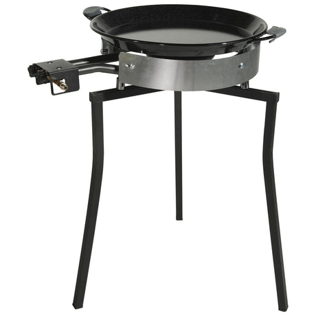 Ringg Outdoor Black Series Outdoor Cooking Classic Kit with 20" Enameled Steel Pan, 16" Dual Gas Burners, and Foldable Stand for Camping and Backyards