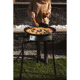 Ringg Outdoor Black Series Outdoor Cooking Classic Kit with 20" Enameled Steel Pan, 16" Dual Gas Burners, and Foldable Stand for Camping and Backyards