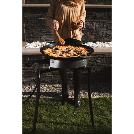 Ringg Outdoor Black Series Outdoor Cooking Classic Kit with 20" Enameled Steel Pan, 16" Dual Gas Burners, and Foldable Stand for Camping and Backyards