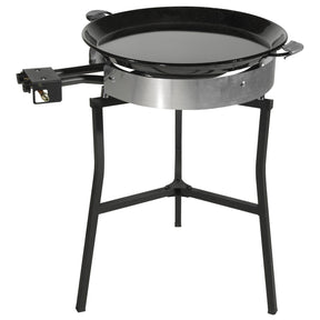 Ringg Outdoor Black Series Outdoor Cooking Pro Kit with 24" Enameled Steel Pan, 20" Dual Gas Burners, and Foldable Stand for Camping and Backyards