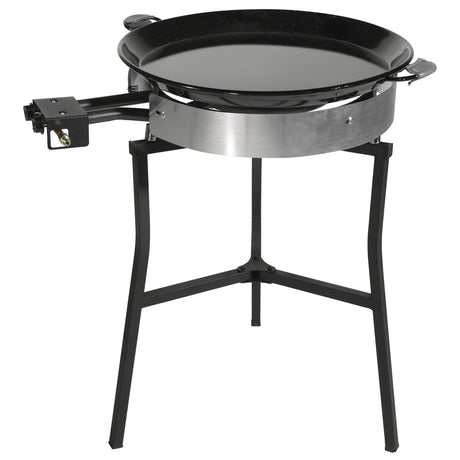 Ringg Outdoor Black Series Outdoor Cooking Pro Kit with 24" Enameled Steel Pan, 20" Dual Gas Burners, and Foldable Stand for Camping and Backyards