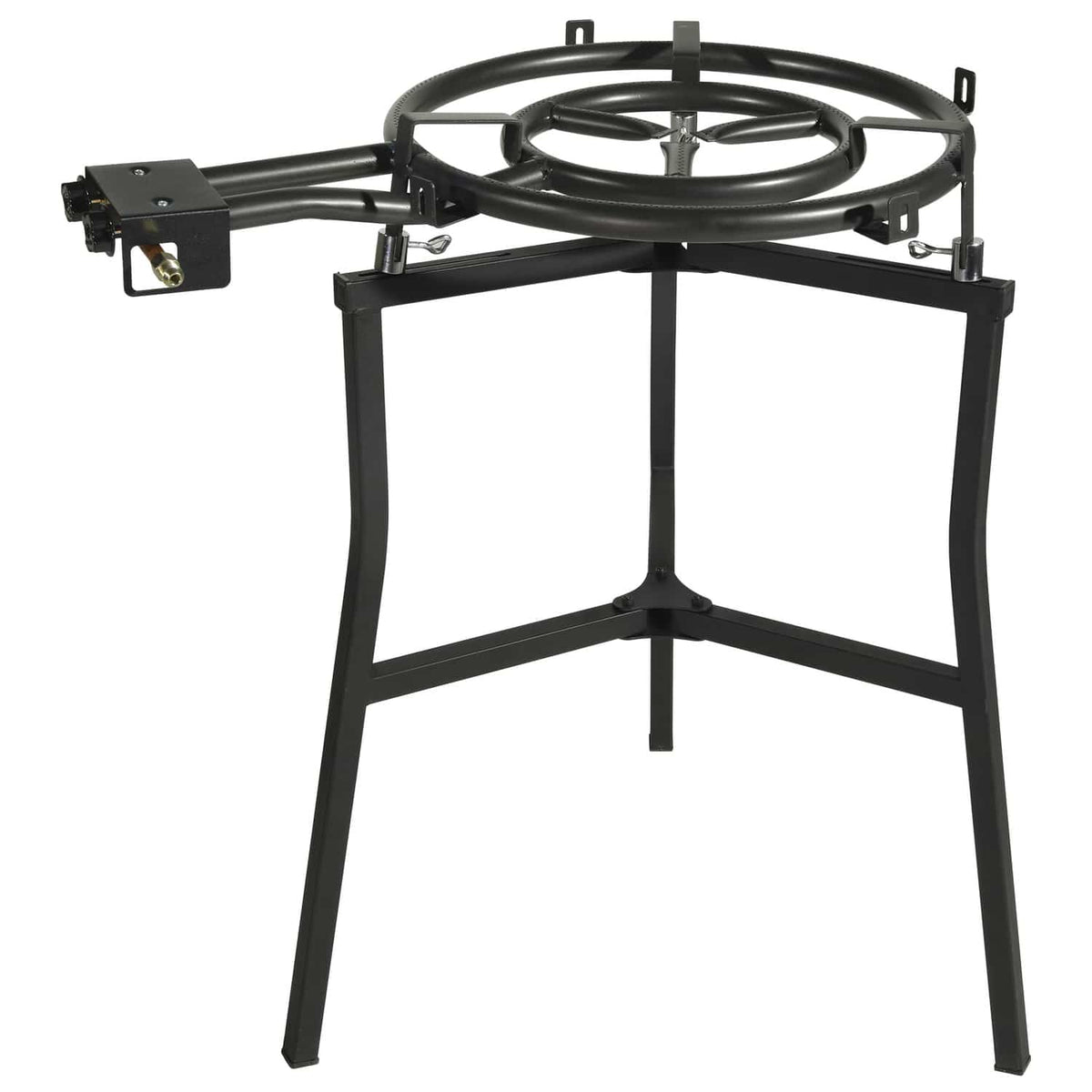 Ringg Outdoor Black Series Outdoor Cooking Pro Kit with 24" Enameled Steel Pan, 20" Dual Gas Burners, and Foldable Stand for Camping and Backyards