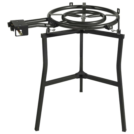 Ringg Outdoor Black Series Outdoor Cooking Pro Kit with 24" Enameled Steel Pan, 20" Dual Gas Burners, and Foldable Stand for Camping and Backyards