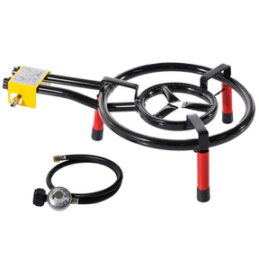 Ringg Outdoor Flame Series Classic Kit with 16-In. Dual-Ringed Gas Burner and 5-In. Tabletop Stand for 16 Servings