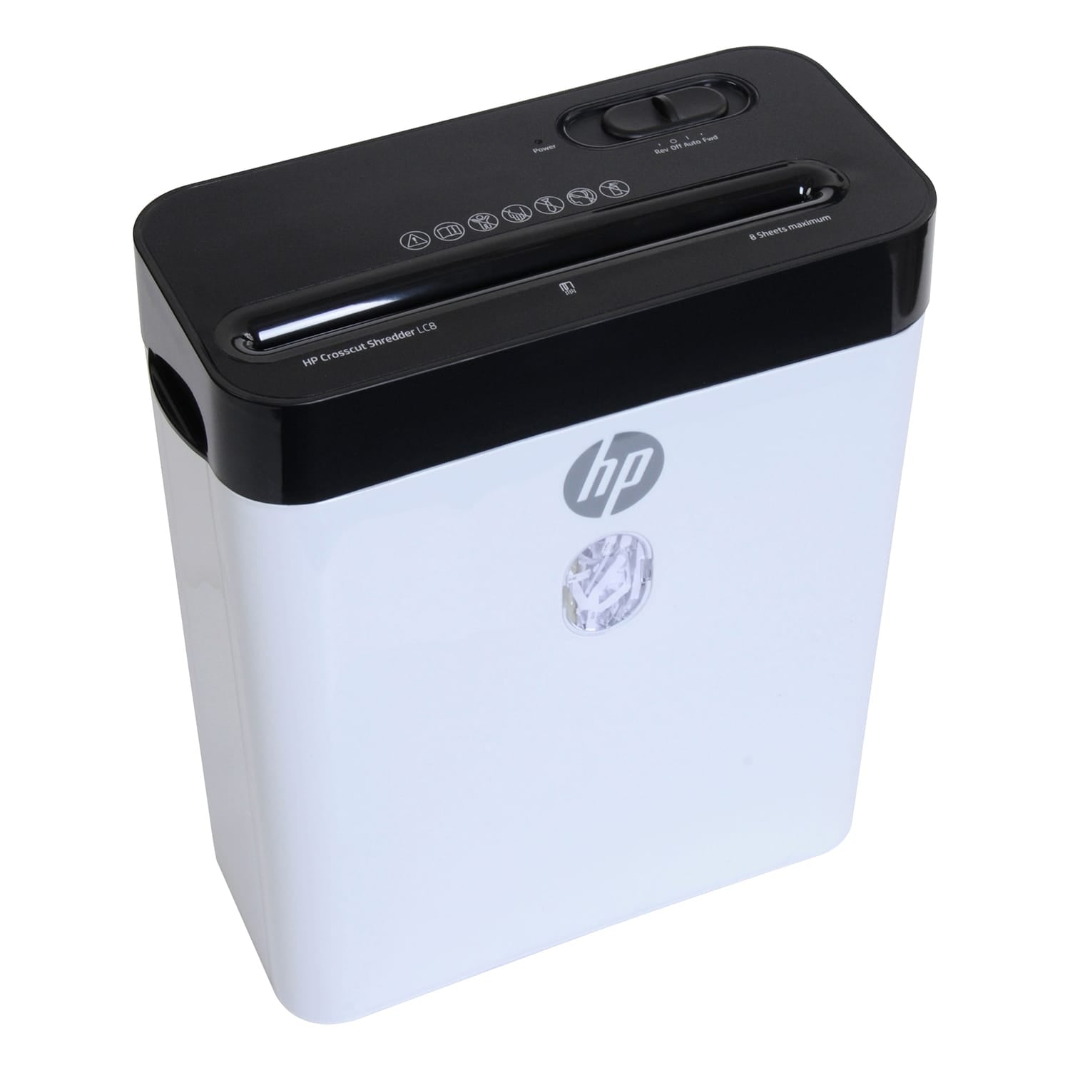 HP LC8 8-Sheet Crosscut Manual-Feed Paper Shredder with Basket, White, 91011B