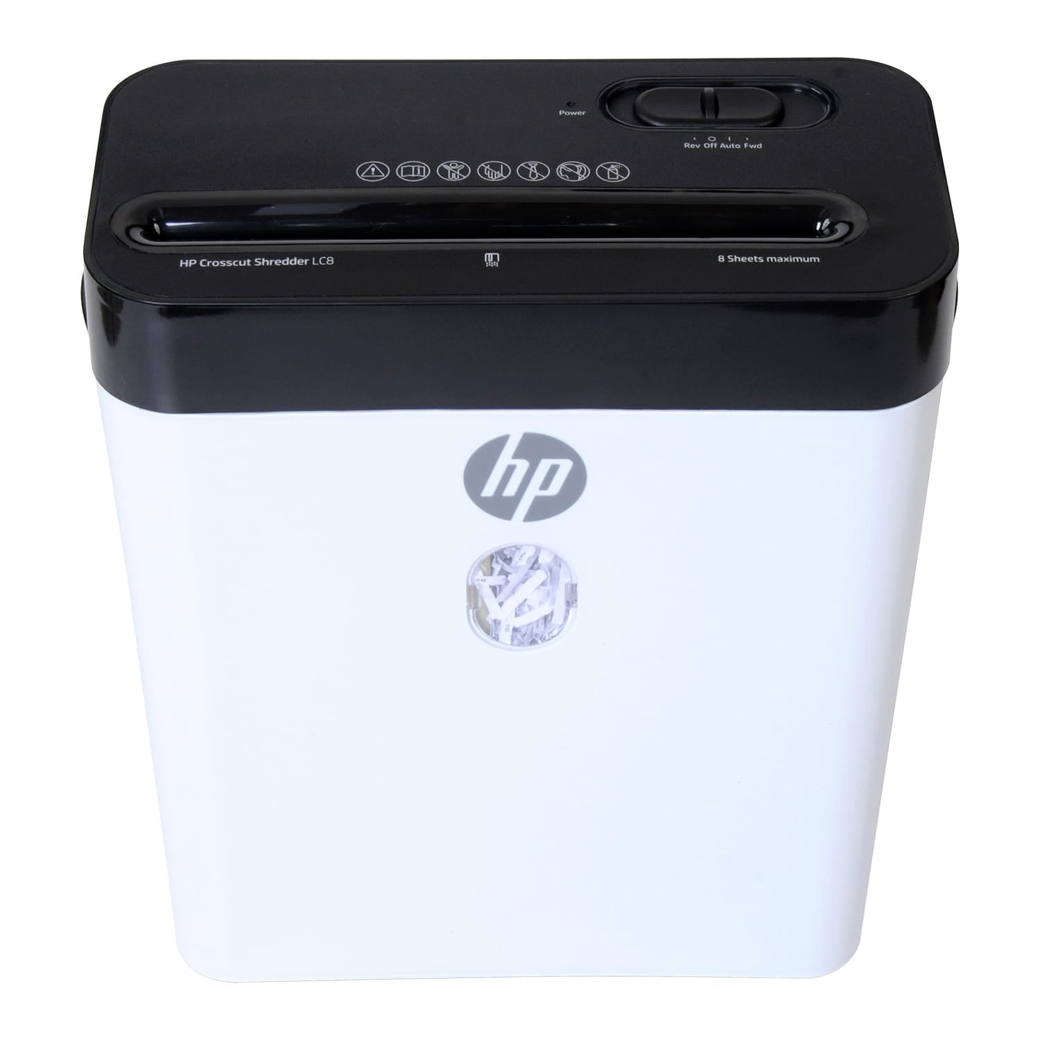 HP LC8 8-Sheet Crosscut Manual-Feed Paper Shredder with Basket, White, 91011B