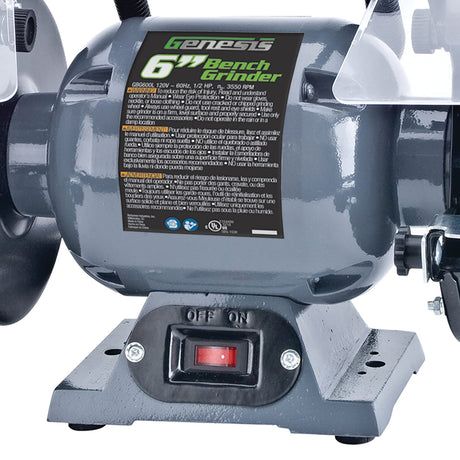 Genesis 1/2-HP 6-In. Bench Grinder with Lights and Eye Shields
