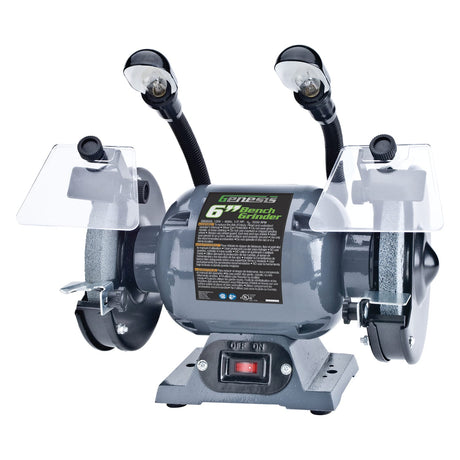 Genesis 1/2-HP 6-In. Bench Grinder with Lights and Eye Shields