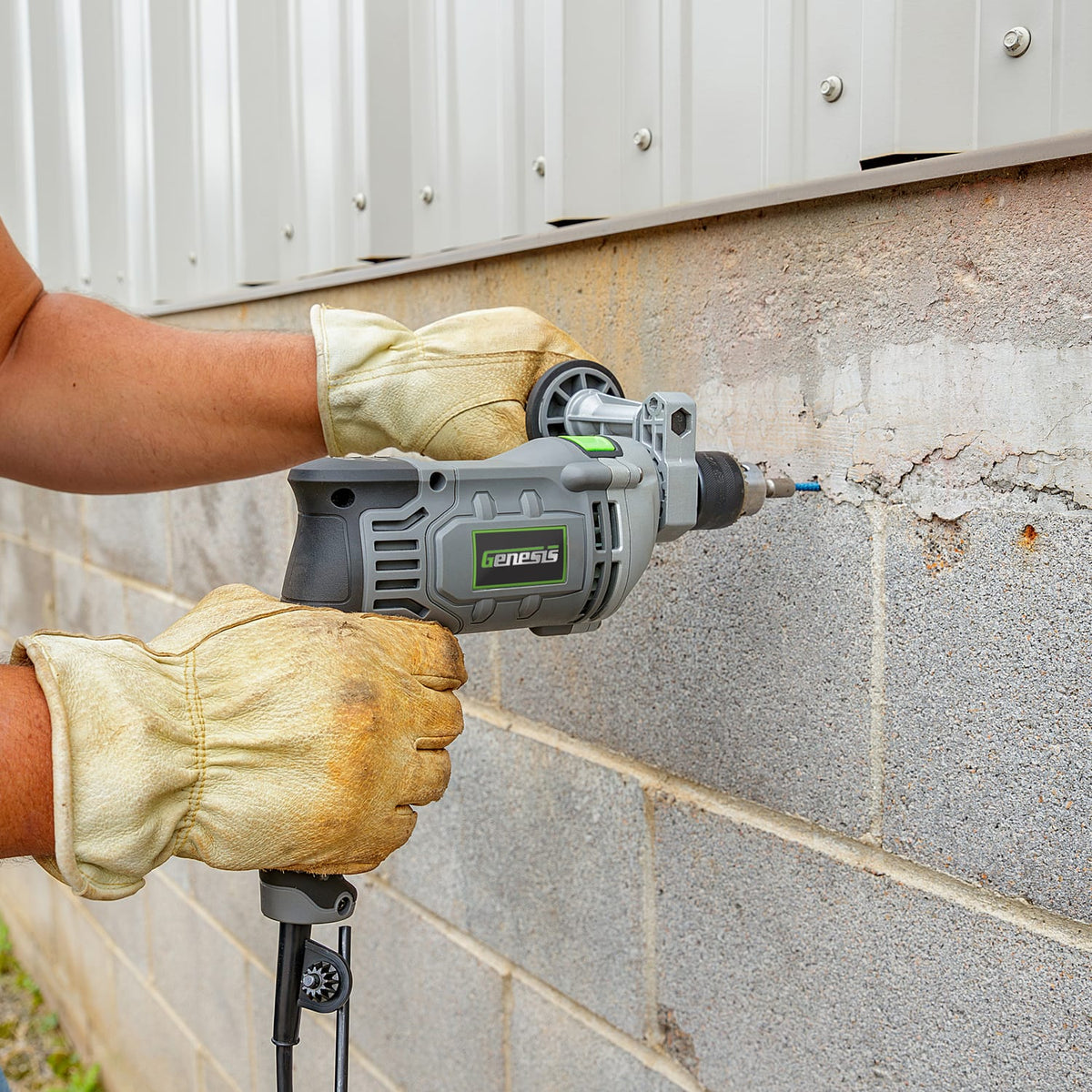 Genesis 7.5-Amp Corded Variable-Speed Hammer Drill with Standard and Hammer Modes, All-Metal 1/2-In. Chuck, 360° Handle, up to 44800 Blows per Minute