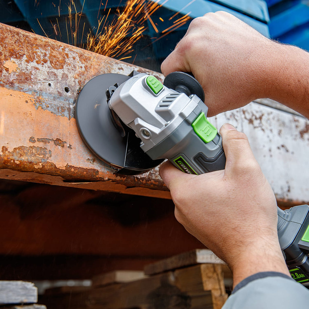 Genesis G20Max 20-Volt Cordless 4-1/2 In. Angle Grinder with 5/8-In. UNC Spindle, 2-Position Handle, Lock-on Switch, Wrench, 2.0-Ah Battery, Charger