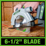 Genesis G20Max 20-Volt Cordless 6-1/2 In. Circular Saw with Laser, Blade, Work Light, Spindle Lock, 2.0-Ah Battery, and Charger