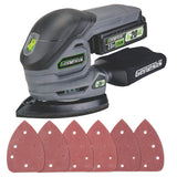 Genesis G20Max 20-Volt Cordless Corner/Detail Sander with Hook-and-Loop Backer Pad, Comfort Palm Grip, Dust Bag, 2.0-Ah Battery, Charger