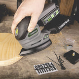 Genesis G20Max 20-Volt Cordless Corner/Detail Sander with Hook-and-Loop Backer Pad, Comfort Palm Grip, Dust Bag, 2.0-Ah Battery, Charger
