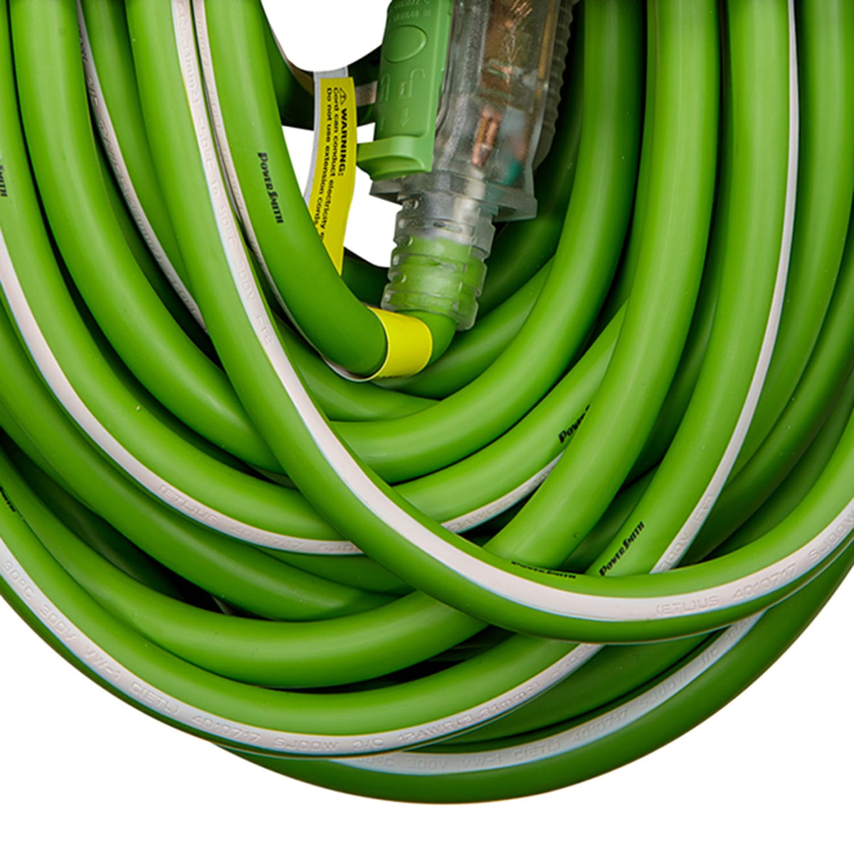 PowerSmith 1-Outlet 15-Amp 3-Prong Grounded Heavy-Duty Rubber-Jacket Outdoor Locking Extension Cord, 12-Gauge with Lighted Straight Plug, 100 Ft.
