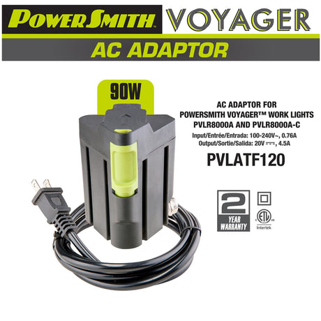 PowerSmith AC/DC Power Adapter for Voyager PVLR8000A or PVL8000A-AC LED Work Light