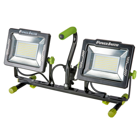 PowerSmith LED 20000-Lumen Dual-Head Work Light with Adjustable Height Tripod, Indoor/Outdoor, Adjustable Angle/Tilt, 5000K Color Temp, 9-Ft. Cord