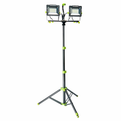 PowerSmith LED 20000-Lumen Dual-Head Work Light with Adjustable Height Tripod, Indoor/Outdoor, Adjustable Angle/Tilt, 5000K Color Temp, 9-Ft. Cord