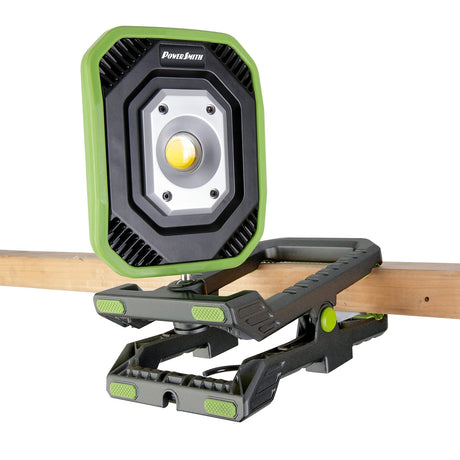 PowerSmith LED 3000-Lumen Dual-Power Clamp Light with Magnetic Base, Swiveling Head, High-Capacity Battery, 3 Brightness Settings, Indoor/Outdoor