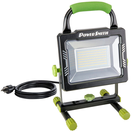PowerSmith LED 10000-Lumen Work Light on Metal Base with Rubber Feet, Indoor/Outdoor, Adjustable Angle/Tilt, 5000K Color Temp, 5-Ft. Cord