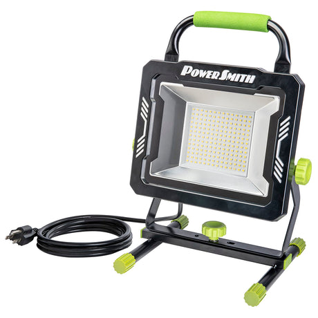 PowerSmith LED 15000-Lumen Work Light on Metal Base with Rubber Feet, Indoor/Outdoor, Adjustable Angle/Tilt, 5000K Color Temp, 10-Ft. Cord