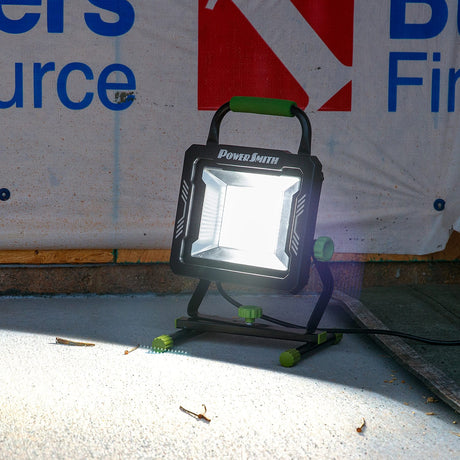 PowerSmith LED 15000-Lumen Work Light on Metal Base with Rubber Feet, Indoor/Outdoor, Adjustable Angle/Tilt, 5000K Color Temp, 10-Ft. Cord