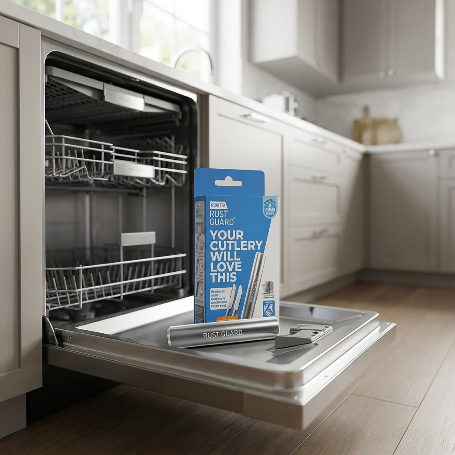 RUST GUARD by Rokitta Dishwasher Rust-Prevention Stick for Metal Cutlery, Pots, and Pans, 1 Unit