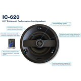 Russound 6.5-In. 100-Watt Architectural Series IC-620 2-Way In-Ceiling Loudspeaker Pair with Poly Woofer and Pivoting Silk-Dome Tweeter, 8 Ohms
