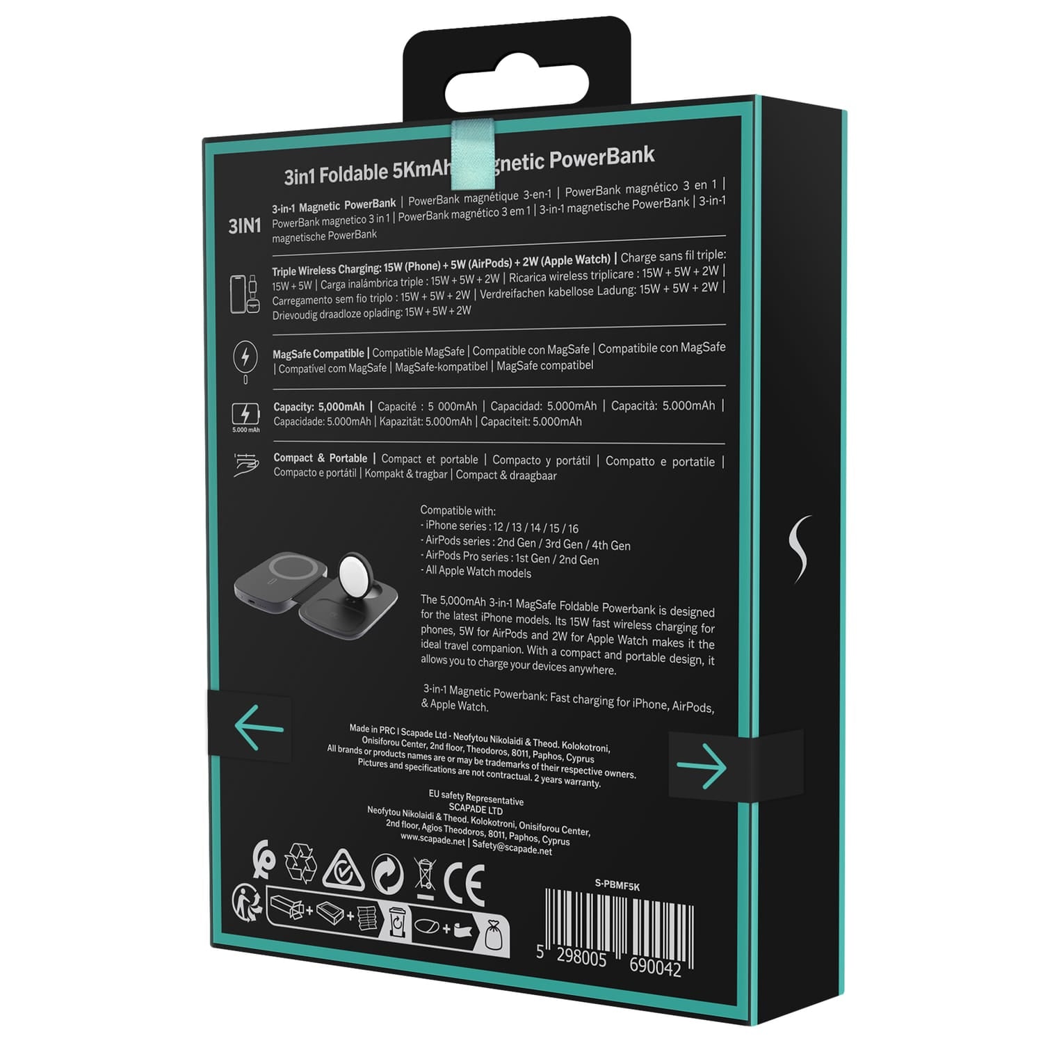 Scapade 5000-mAh MagPower Pro 3-in-1 Foldable Magnetic Portable Power Pack
