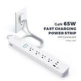 eco4life 4-AC Outlet and 3-USB Port 900-Joules Smart Wi-Fi Surge Protector Power Strip with 65-Watt GaN Fast Charging, 6-Ft. Cord, C380N