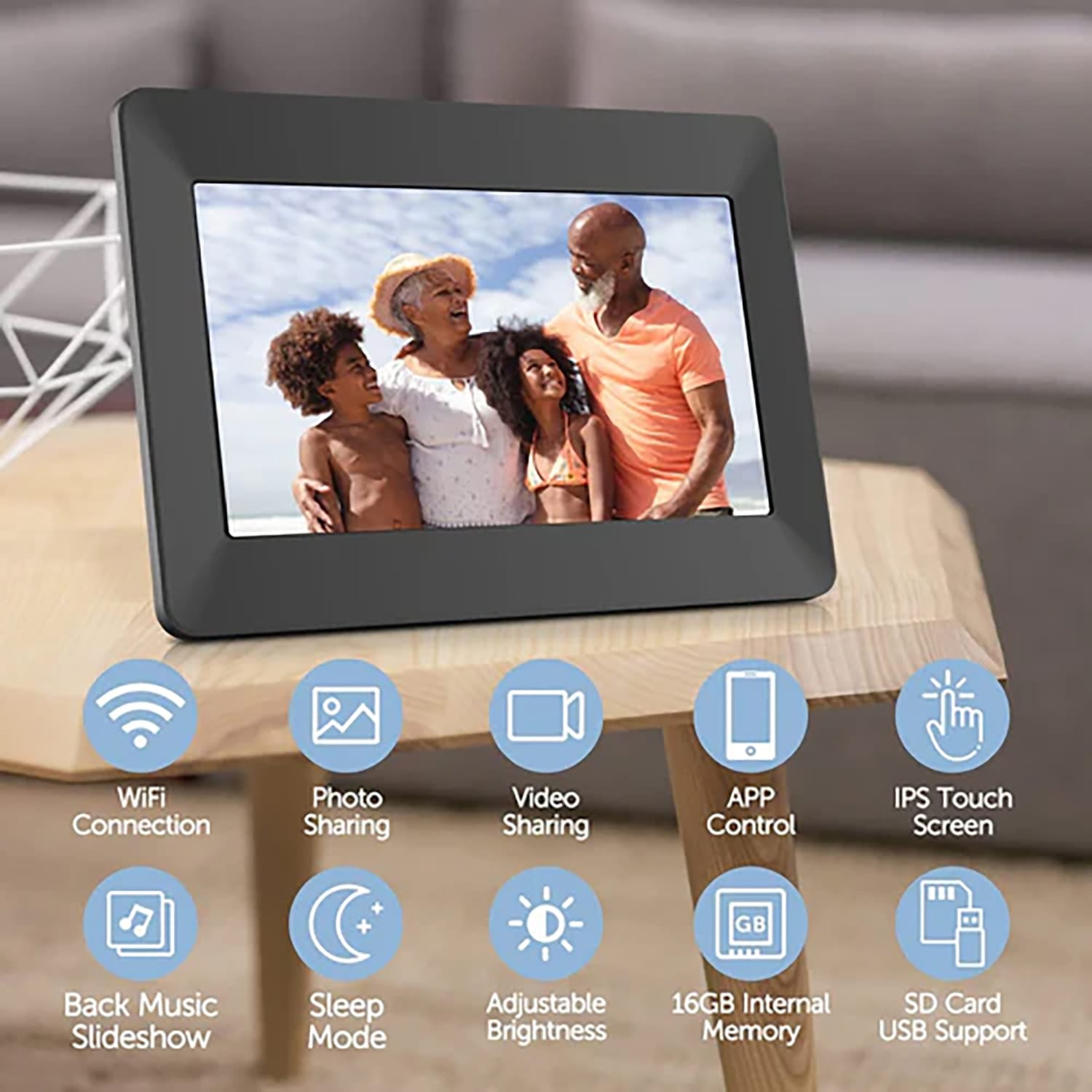 eco4life 10.1-In. Wi-Fi Digital Photo Frame with Photos/Video Sharing and Touch Screen, CPF1026
