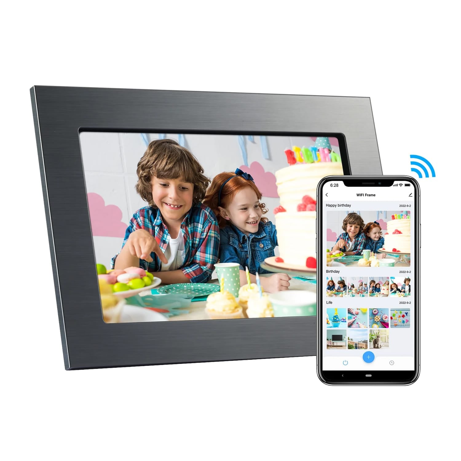 eco4life 10.1-In. Wi-Fi Digital Photo Frame with Photos/Video Sharing and Touch Screen, Metal Frame, CPF1033