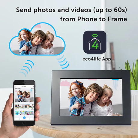 eco4life 10.1-In. Wi-Fi Digital Photo Frame with Photos/Video Sharing and Touch Screen, Metal Frame, CPF1033