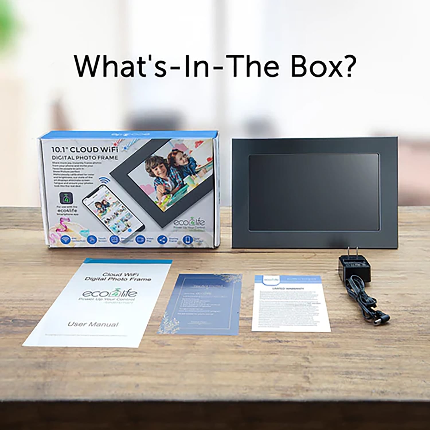 eco4life 10.1-In. Wi-Fi Digital Photo Frame with Photos/Video Sharing and Touch Screen, Metal Frame, CPF1033