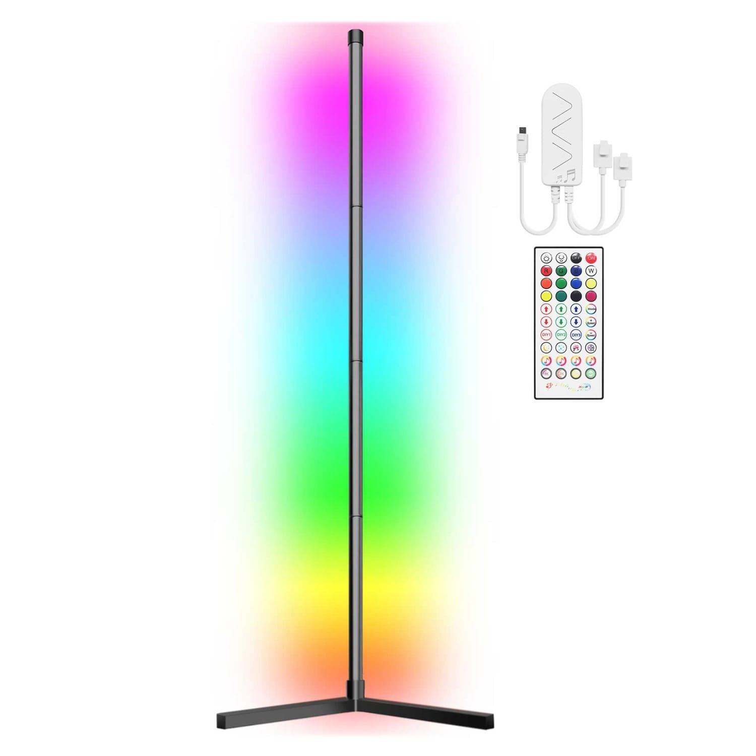 eco4life 61-In. RGB Color-Changing Modern Wi-Fi Aluminum Corner Floor Lamp with PVC Shell