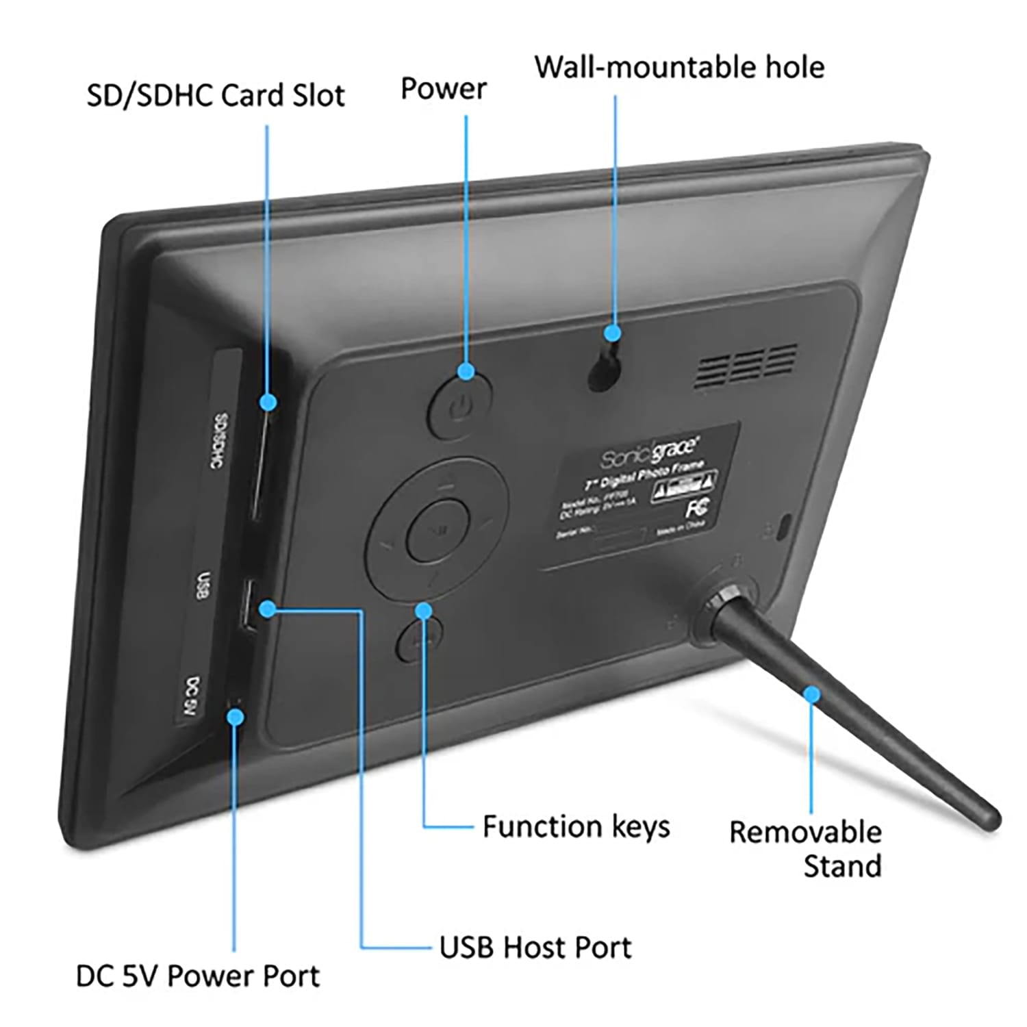 Sonicgrace 7-In. Non-Wi-Fi Digital Photo Frame with Remote, PF705