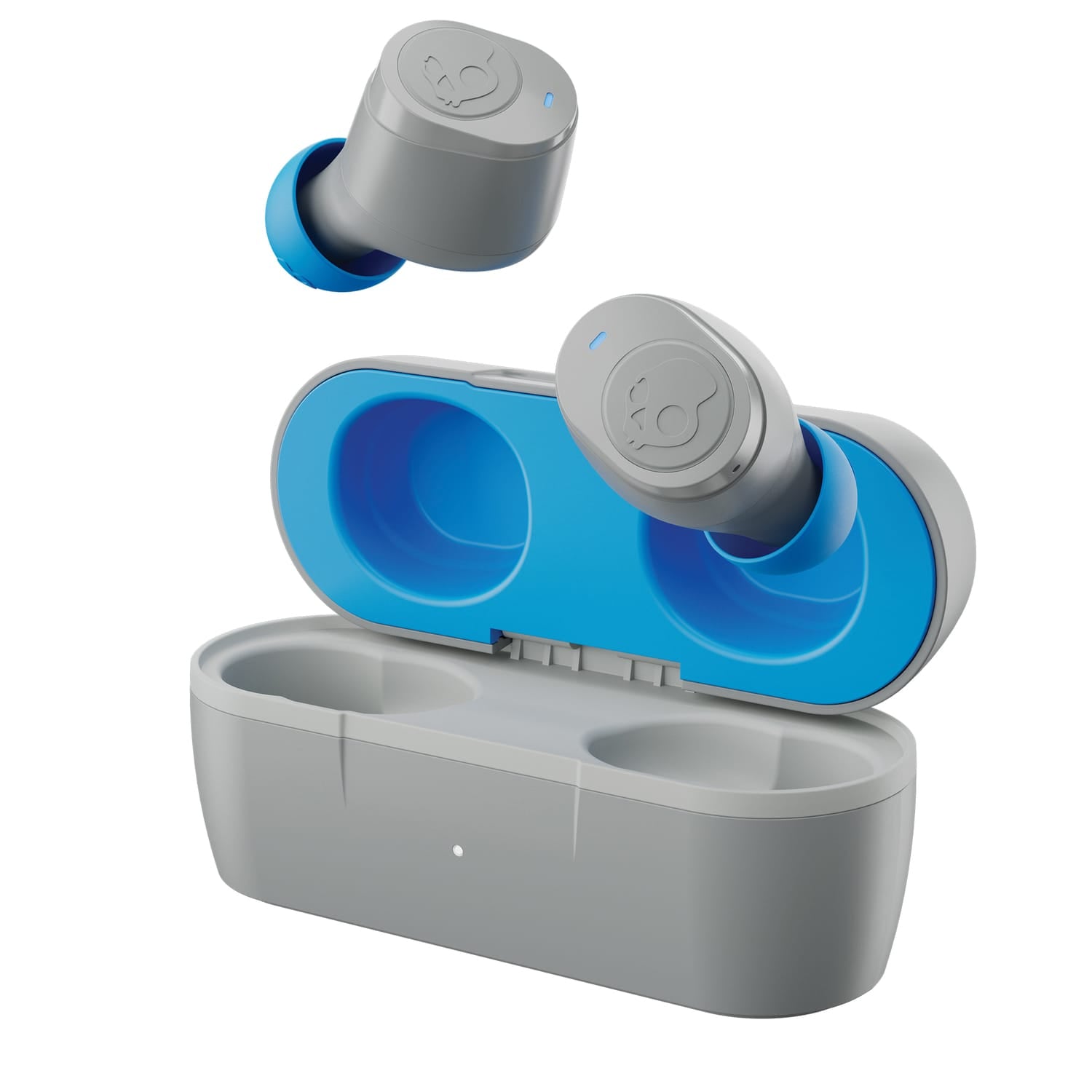 Skullcandy Jib True 2 TWS Bluetooth In-Ear Earbuds with Mic and Charging Case, up to 33 Hours Play Time, IPX4 Sweat-Resistant, Light Gray/Blue