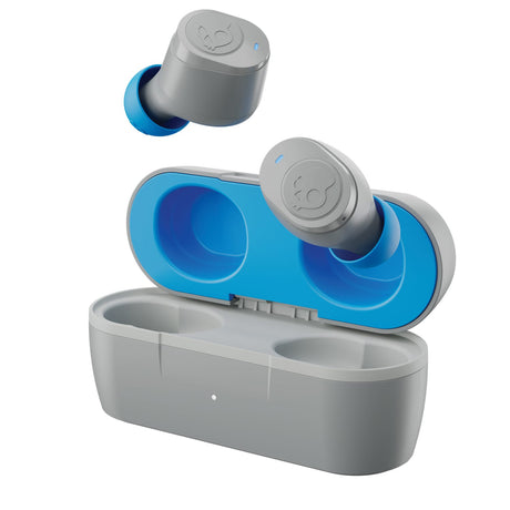 Skullcandy Jib True 2 TWS Bluetooth In-Ear Earbuds with Mic and Charging Case, up to 33 Hours Play Time, IPX4 Sweat-Resistant, Light Gray/Blue