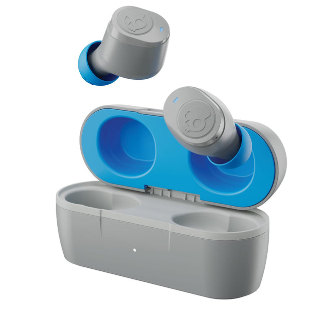 Skullcandy Jib True 2 TWS Bluetooth In-Ear Earbuds with Mic and Charging Case, up to 33 Hours Play Time, IPX4 Sweat-Resistant, Light Gray/Blue