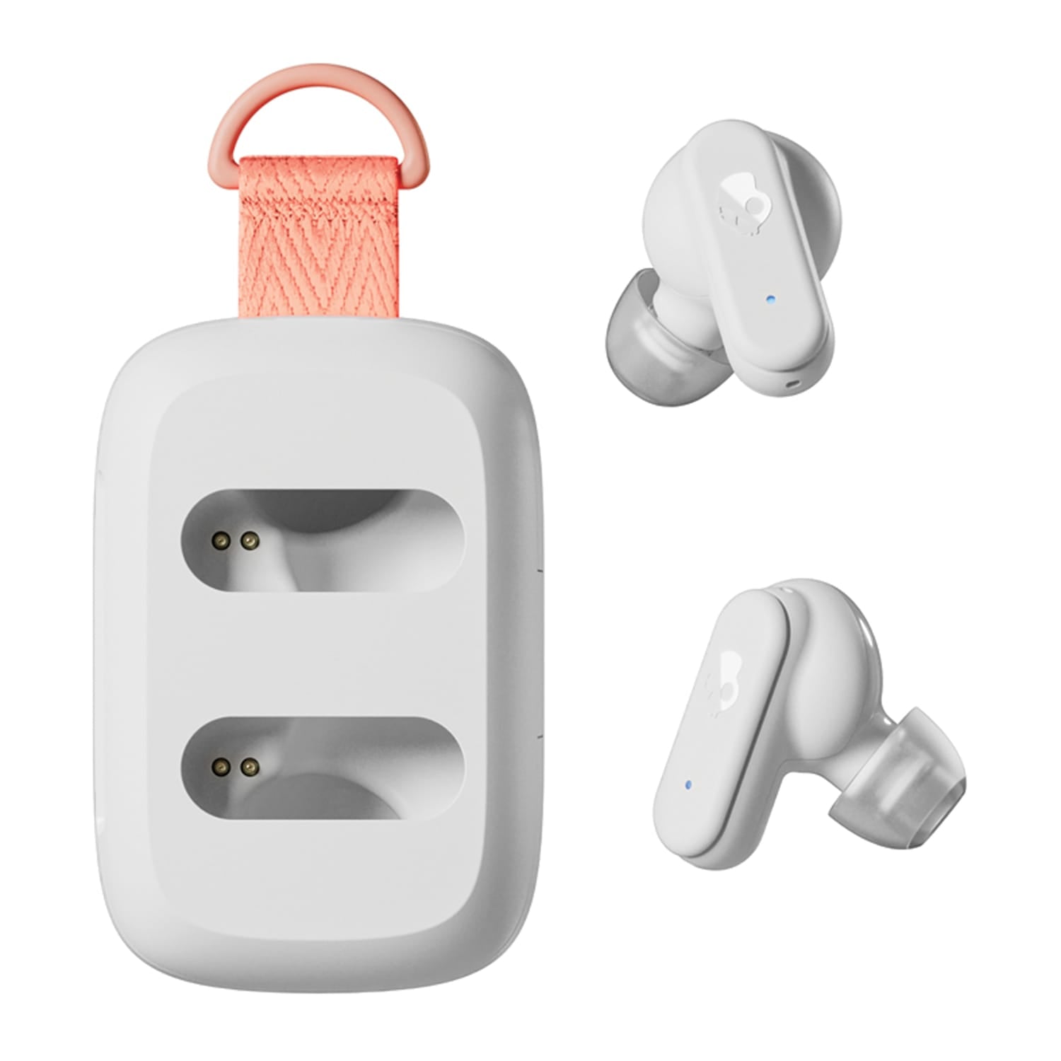 Skullcandy Dime 3 TWS Bluetooth In-Ear Earbuds with Mic and Charging Case, up to 20 Hours Play Time, IPX4 Sweat/Water-Resistant, Bone/Orange Glow